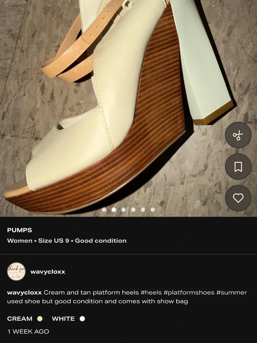 Cream and Tan Platform Heels